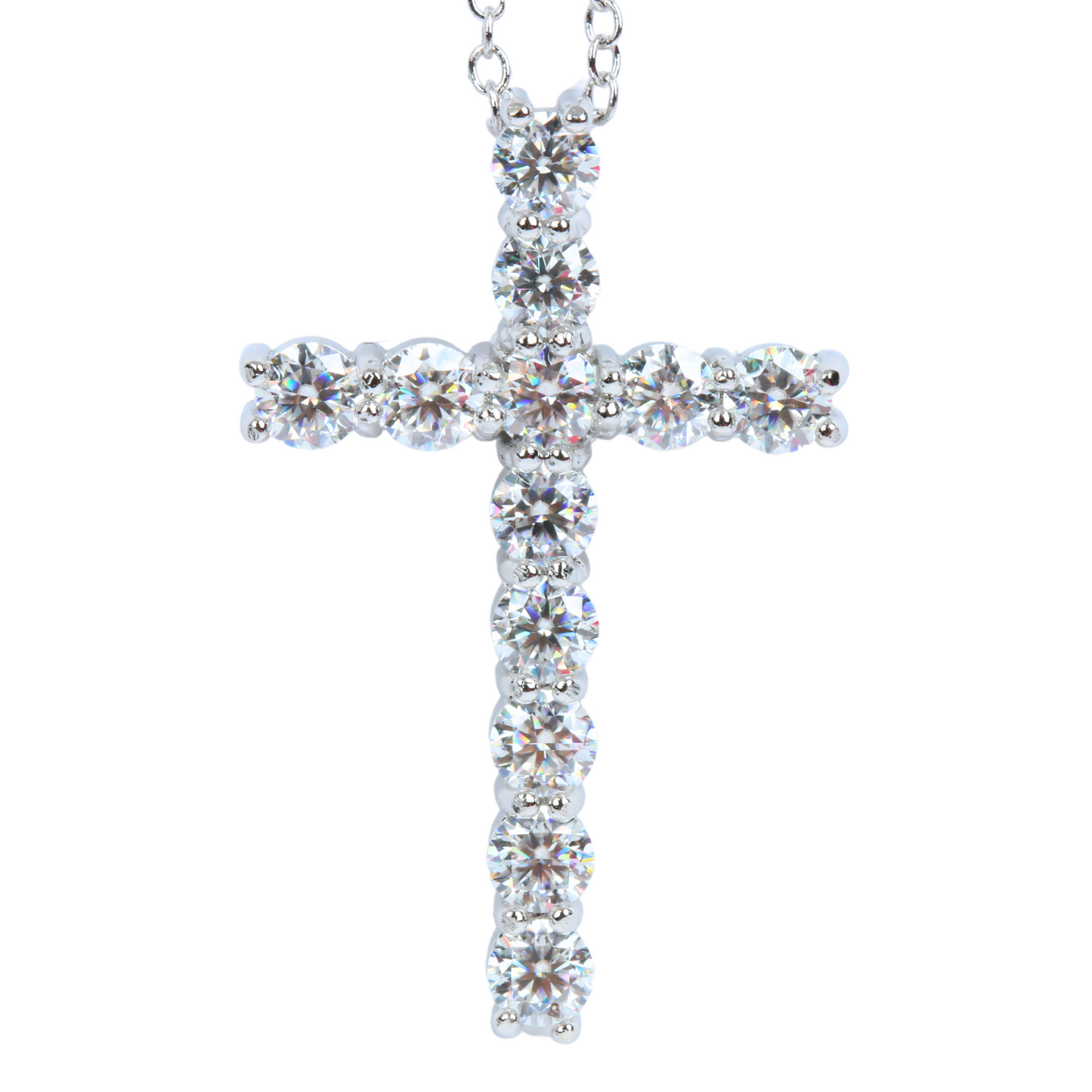 Velorian Sterling Silver Moissanite Cross Necklace - 1.2 Carats