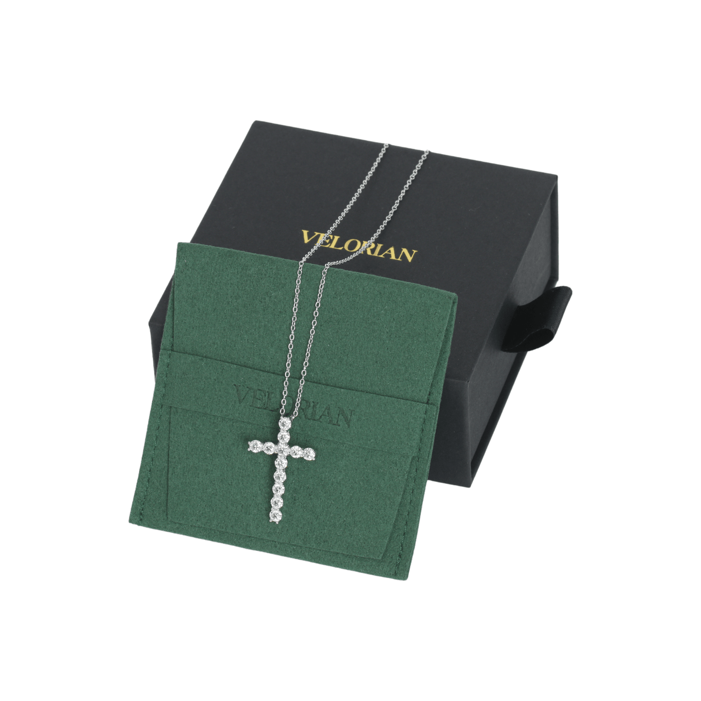 Velorian Sterling Silver Moissanite Cross Necklace - 1.2 Carats - WPE