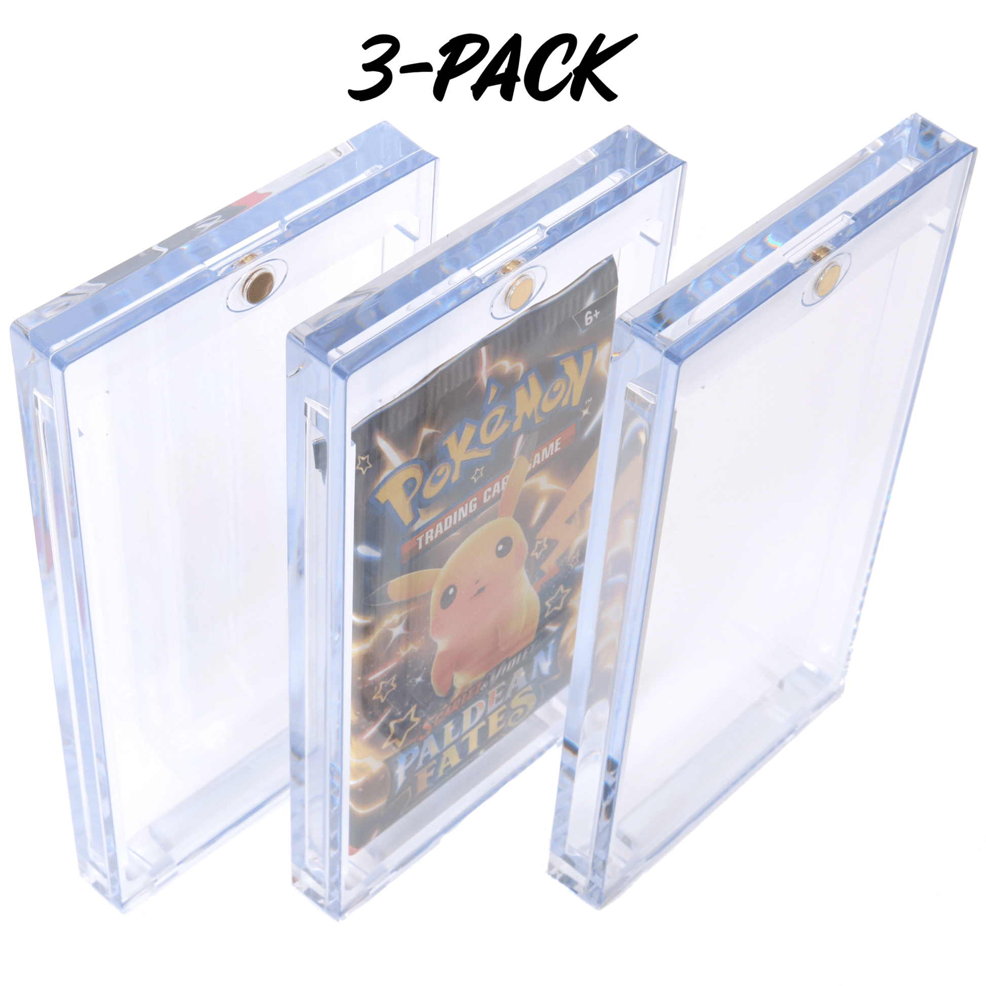 Magnetic UV Protective Booster Pack Holder for Standard US Size Trading Cards Packs – Perfect for TCG Packs, Sports Cards Packs and More! 3 - Pack - WPE