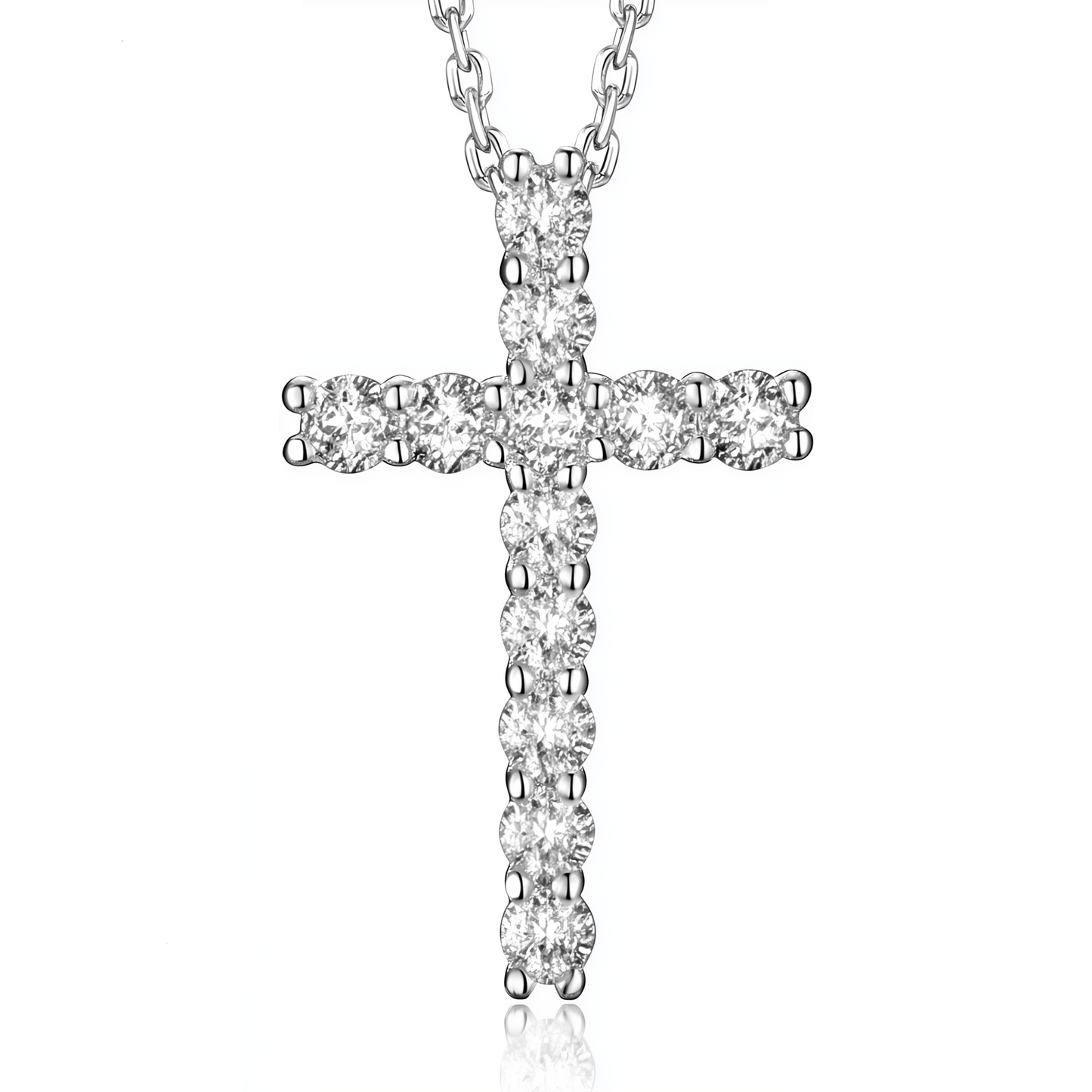 (PRE - ORDER) Sterling Silver Moissanite Cross Necklace - 1.2 Carats - WPE