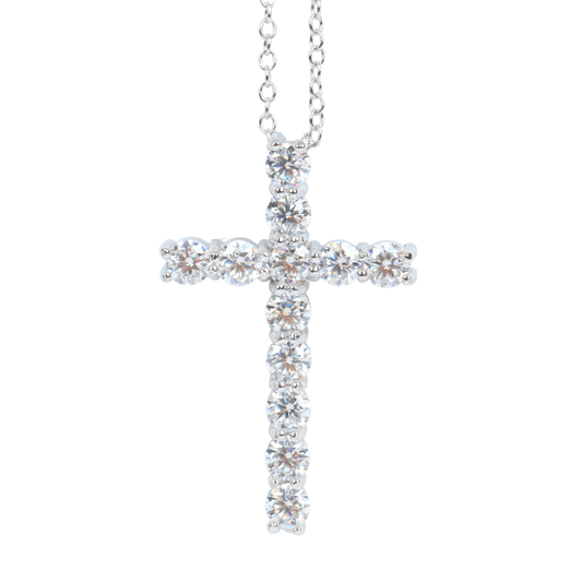 Velorian Sterling Silver Moissanite Cross Necklace - 1.2 Carats - WPE